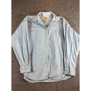 Vintage 90s Banana Republic Chambray Button Up Shirt Womens M Blue Oversized